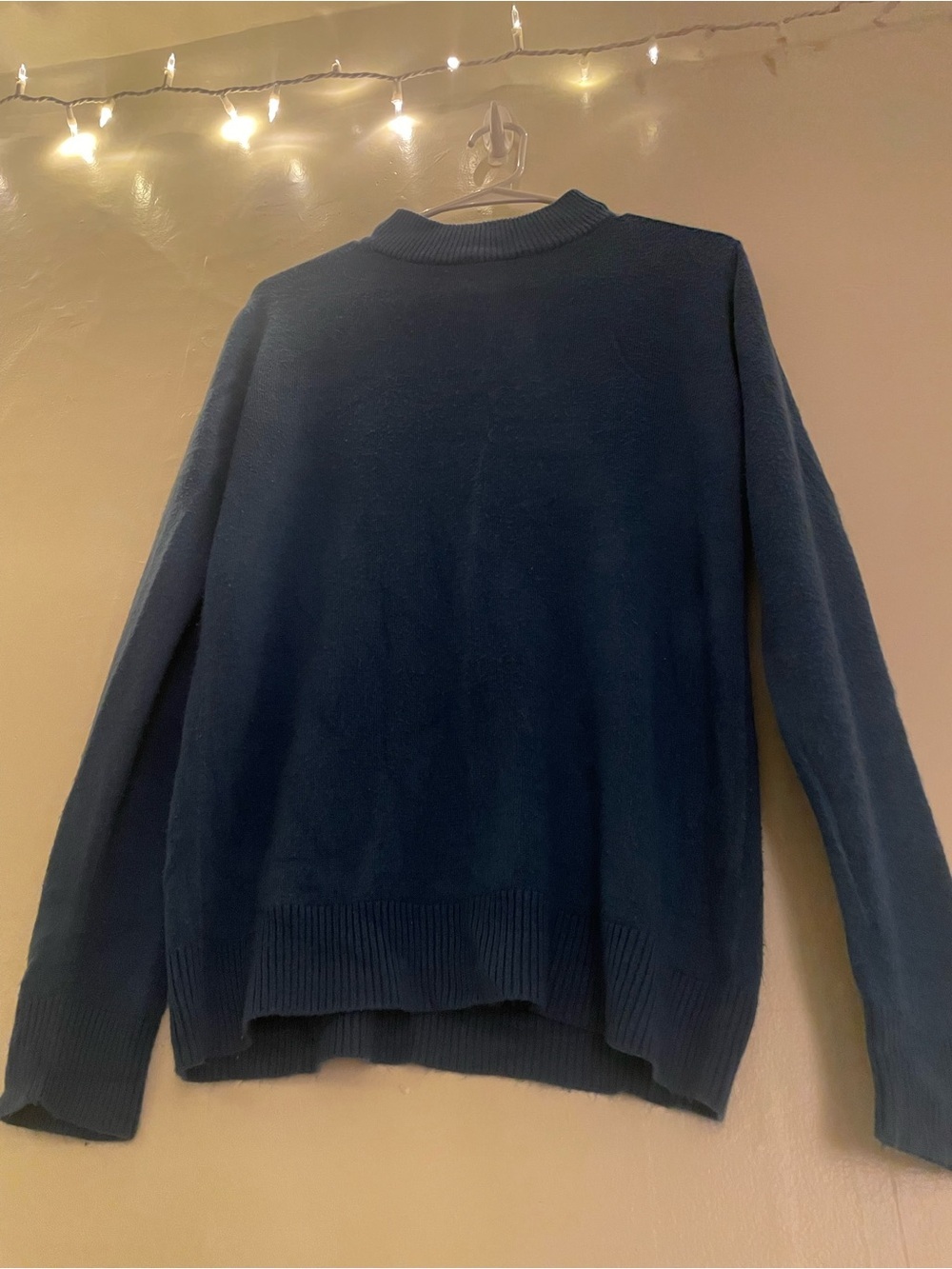 Zara Knit Blue Mock Neck Crew Sweater Soft Cozy Cute Spring Summer Longsleeve - Picture 10 of 12